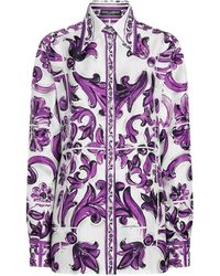 Dolce & Gabbana - Majolica-Print Silk Twill Shirt - Lyst