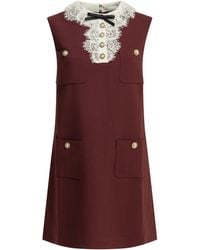 Self-Portrait - Short Dress With Lace Detail - Lyst