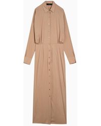FEDERICA TOSI - Desert Coloured Striped Viscose Blend Chemisier Dress - Lyst