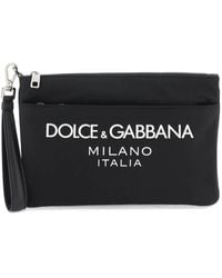 Dolce & Gabbana - Pouch In Nylon Con Logo Gommato - Lyst