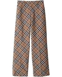 Burberry - Wool-Blend Check Tailored Trousers - Lyst