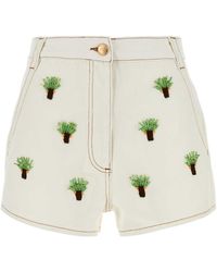 FARM Rio - White Denim Shorts - Lyst