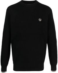 Fred Perry - Logo -Wattestäbe Crewneck Pullover - Lyst