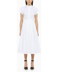 Alexander McQueen - Alexander Mc Queen White Cotton Midi Dress - Lyst