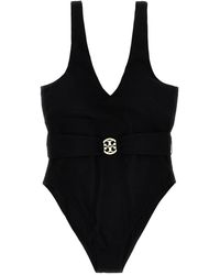 Tory Burch - Miller Plunge Belted One-piece Swimsuit - Lyst