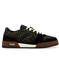 Fendi - Match Low-Top Ff Jacquard Fabric And Suede Sneakers - Lyst
