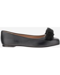 Ferragamo - Leder Bow Ballet Flats - Lyst