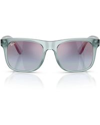 Ray-Ban - Zonnebril Rj9069 S 7223 U0 Junior Justin Transparant Blauw/paars Gespiegeld Kinderen - Lyst