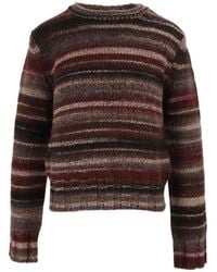 Kangra Cashmere - Horizontal Striped Printed Yarn Crewneck Sweater - Lyst