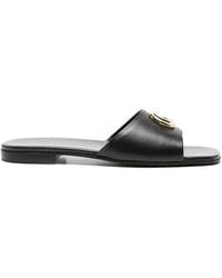 Gucci - Gg Marmont Leather Flat Sandals - Lyst