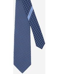 Ferragamo - Silk Tie With Geometric Pattern - Lyst