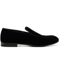 Giorgio Armani - Embroidered Logo Velvet Loafers - Lyst