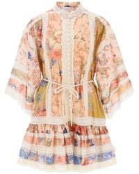 Zimmermann - August Lace Trimd Cotton Mini robe - Lyst