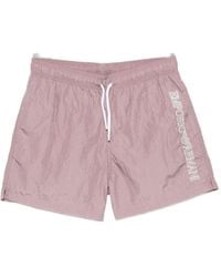 Emporio Armani - Logo-Embroidered Drawstring Swim Shorts - Lyst