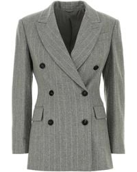 Brunello Cucinelli - Embroidered Stretch Wool Blend Blazer - Lyst
