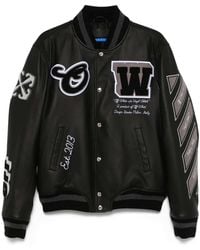 Off-White c/o Virgil Abloh - Gebroken Wit Lederen Bomberjack - Lyst