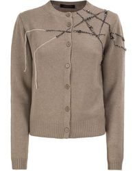 Fabiana Filippi - Virgin Wool, Silk And Cashmere Cardigan With Jewel Embroidery - Lyst