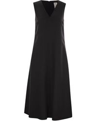 Weekend by Maxmara - Egista Viscose En Linnen Canvas Wijd Uitlopende Jurk - Lyst