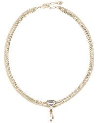 McQueen - Platinum Metal Skull Necklace - Lyst