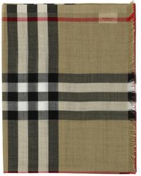 Burberry - Wool And Silk Check Scarf - Lyst
