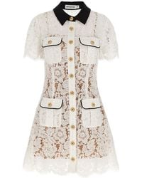 Self-Portrait - Selbstporträt 'weißer Spitzenkontrastkragen Mini' Kleid - Lyst