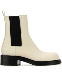 Bottega Veneta - Ivory Leather Cliff Ankle Boots - Lyst