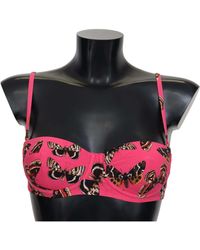 Dolce & Gabbana Butterflies Print Swimwear Bikini Tops - Pink