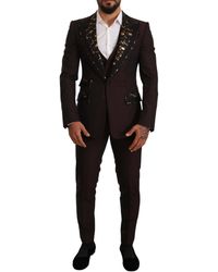 Homme Vêtements Costumes Costume 2 pièces Costume à simple boutonnage Laines Dolce & Gabbana pour homme en coloris Noir 
