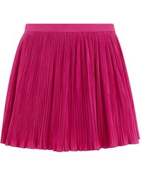 RED Valentino - Shorts de mélange de coton plissé rouge - Lyst