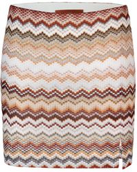 Missoni - Minigonna Con Motivo Zig Zag Seghettato Lamé E Spacchetto - Lyst