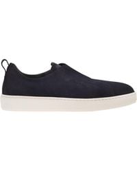 Santoni - Suede Leather Slip-On Trainers With Rubber Sole - Lyst