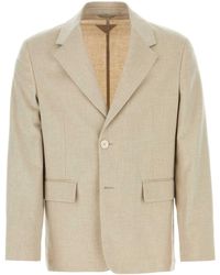 Prada - Melange Sand Cashmere Blazer - Lyst