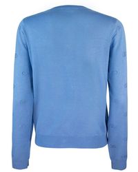 Liu Jo - Cardigan Azzurro Con Logo E Strass - Lyst