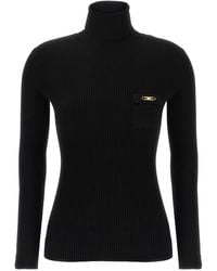 Elisabetta Franchi - Elisabetta -franchi Geribbeld Turtleneck -trui - Lyst