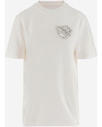 Jil Sander - Maglietta Di Cotone Con Spilla A Foglia - Lyst