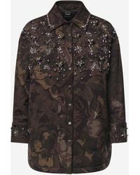 Pinko - Nylon Jacket With Floral Camouflage And Embroidered Details - Lyst