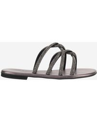 Kima - Leather Sandals With Rhinestones - Lyst