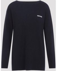 Miu Miu - Bleu Boat-Neck Sweater - Lyst