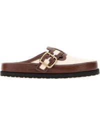 Birkenstock - Two-Tone Leather And Canvas Boston Slippers For - Lyst