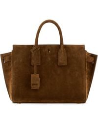 Saint Laurent - Brown Suede Sac De Jour Handbag - Lyst
