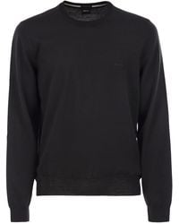 BOSS - Regular Fit Virgin Wool Jumper With Embroidered Logo - Lyst