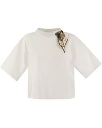 Herno - Superfine Cotton Stretch T -Shirt mit Schal - Lyst