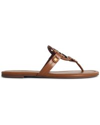 Tory Burch - 'miller' Bruine Leren Teenslippers - Lyst