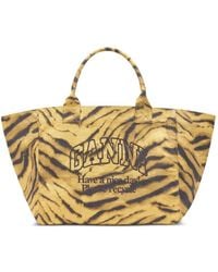 Ganni - Recycled Cotton Xxl Tote Bag - Lyst