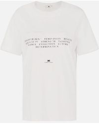 Elisabetta Franchi - T Shirt With Embroidery And Print - Lyst