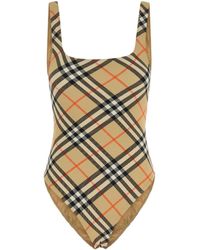 Burberry - Check Swimsuit - Lyst