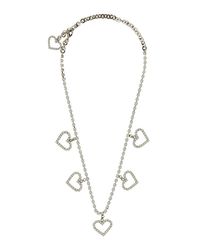 Alessandra Rich - Crystal Necklace With Heart Pendants - Lyst