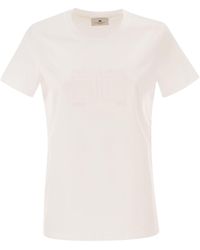 Elisabetta Franchi - Jersey T-Shirt With Embroidered Logo - Lyst