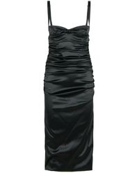 Dolce & Gabbana - Satijnen Midi-Jurk Met Ruches - Lyst