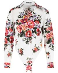 Dolce & Gabbana - 'fiori' Wit Katoenen Overhemd - Lyst
